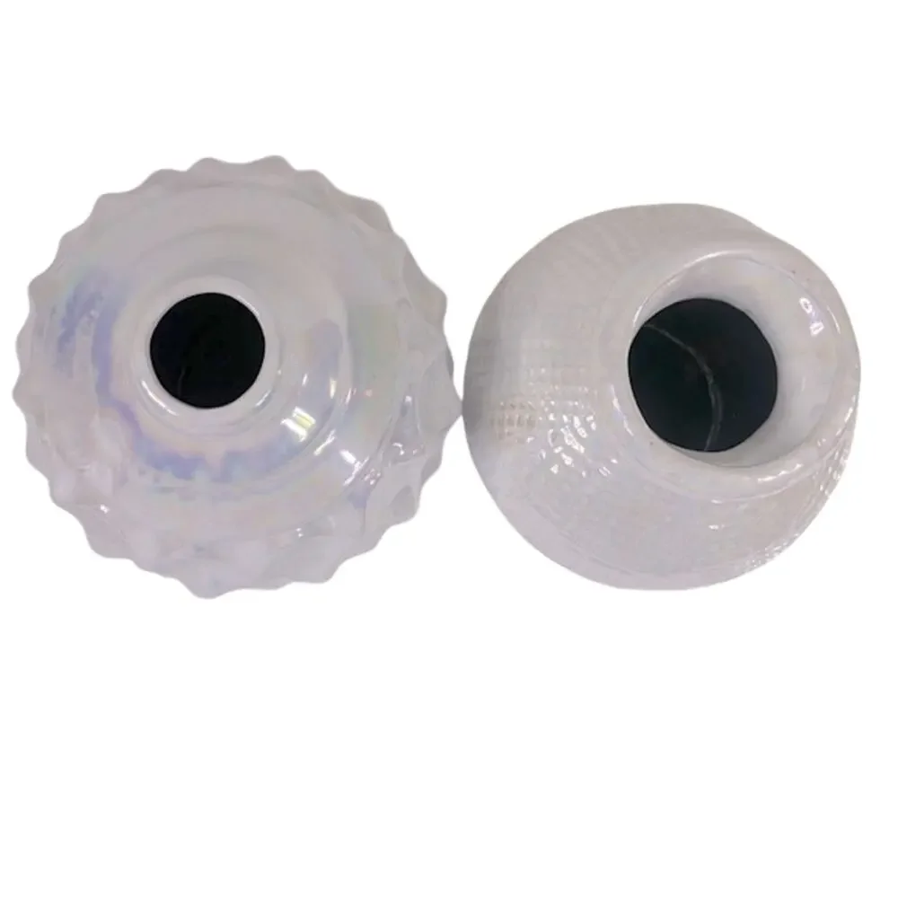 Set of Reflective Glossy Pearl Textured Vases Pottery Minimalist Neutral Decor